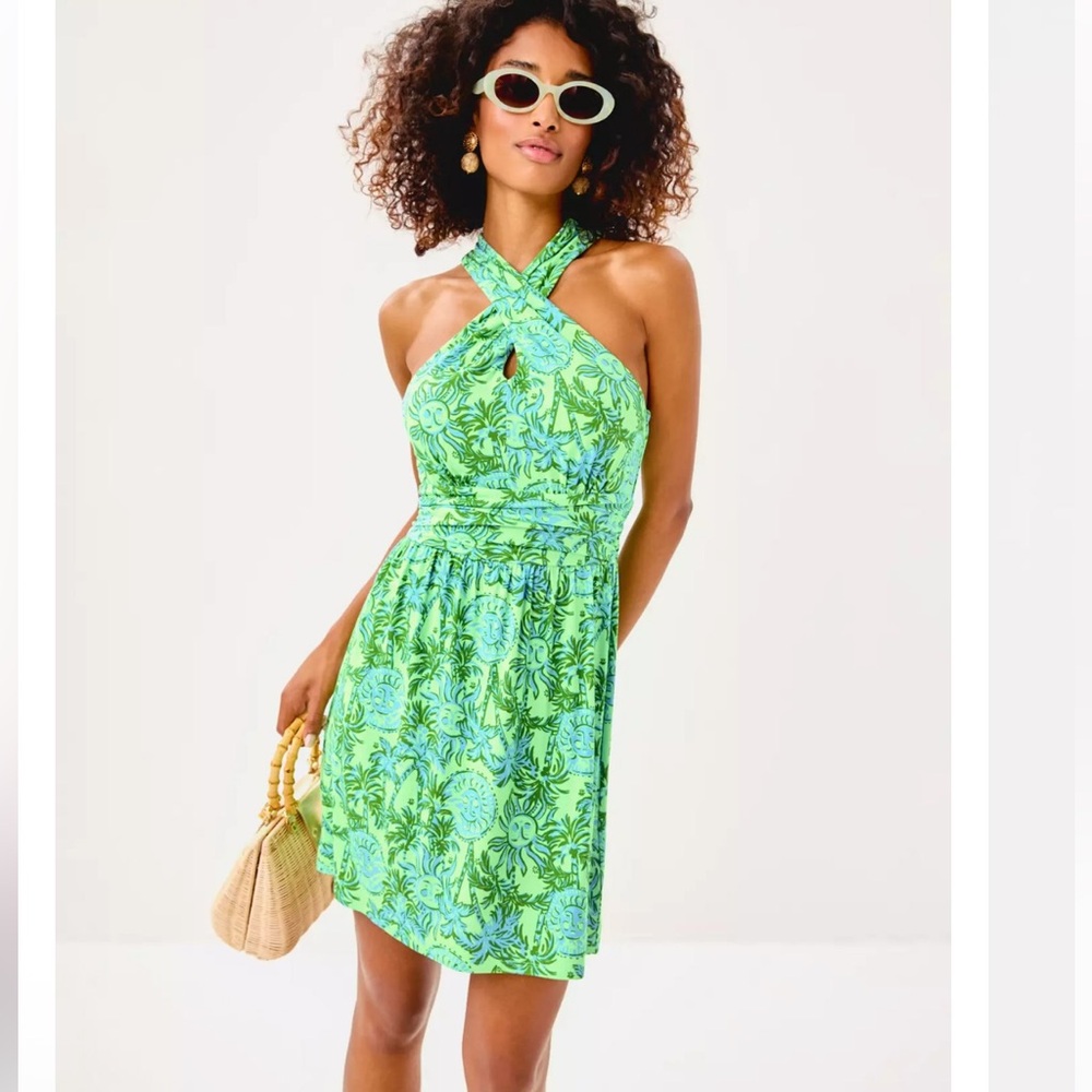 HTF NWT Lilly Pulitzer Cool Mint Catching Rays Montecito Halter Dress/Romper S
